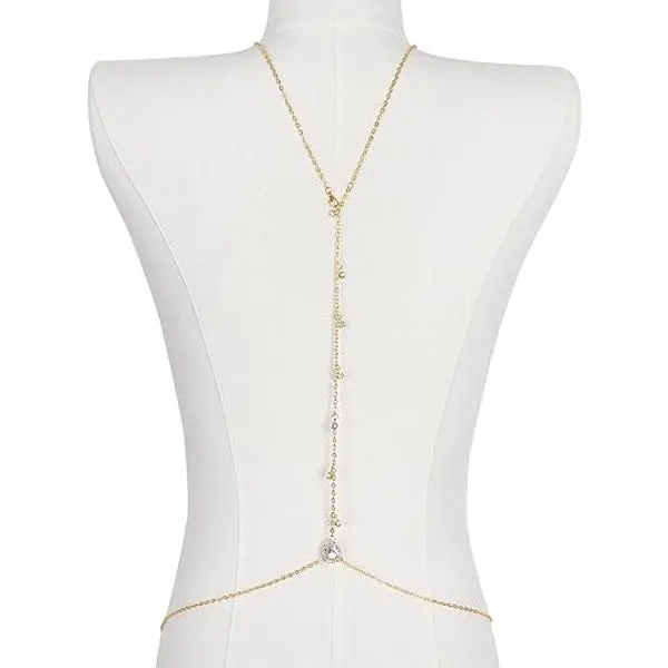 Women's Adjustable Draped Lightweight Rhinestone Backchain - Chic Body Jewellery for Formal Backless Dresses