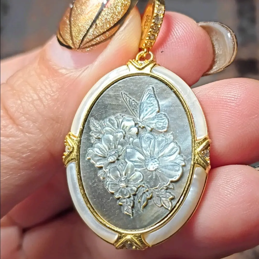 Flower Butterfly Golden Inlay