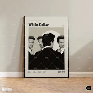 White Collar, Retro Movie Poster, Midcentury Modern, Retro Tv Show Poster, Minimal Movie Art, Best Movies of All Time, Custom Movie Poster Decor Decoration