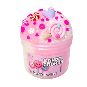 Candy Crunch Bingsu Slime – White & Pink Crunchy Bingsu Slime with Raspberry Sugar Scent, Candy Charms & Sprinkles – ASMR Slime for Intermediate Level