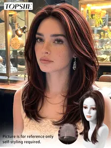 Topshe Luxury Mono Top Brown Wig | Natural Realistic Scalp | Comfortable Breathable | Straight Synthetic Wig