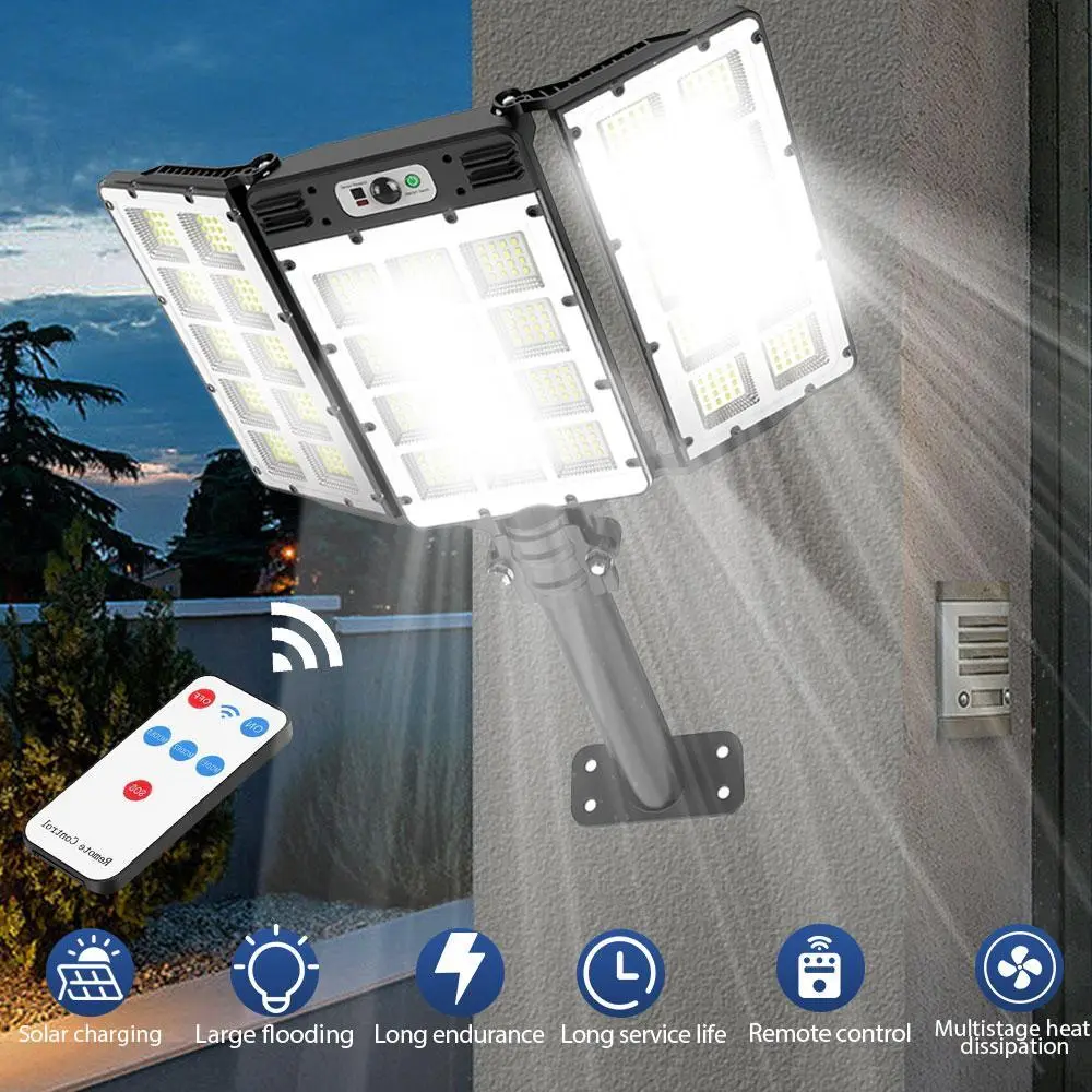 【Toolupgrade】Outdoor Solar Flood Light with Motion Sensor, LED Security Light, Remote Control, IP65 Waterproof Design