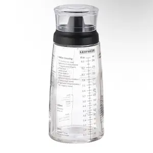 Leifheit Glass Salad Dressing Bottle, 10 oz, Durable Glass Bottle with Plastic Lid, Non-Drip Spout, Dishwasher Safe, German Design, Elegant, Eco-Friendly, Black