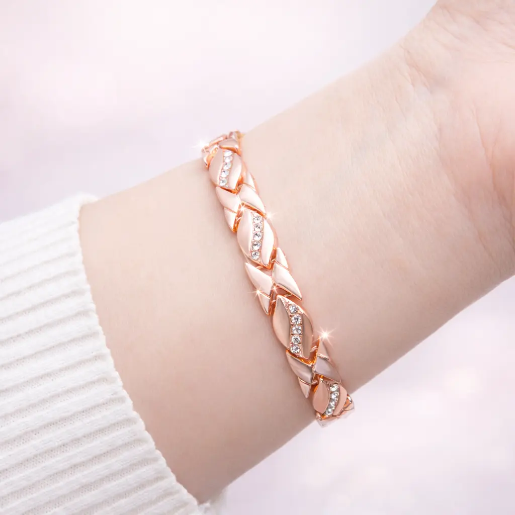 Magnetic Bracelet for Women, Rose Gold Copper Bracelet Adjustable, Stylish Healing Jewelry, Elegant Gift for Her, Daily Wear Fashion Bracelet