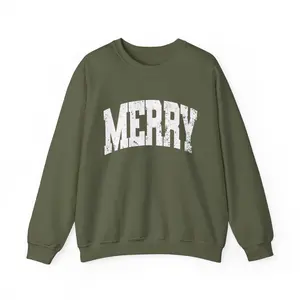 MERRY 🎅 Cozy Retro Christmas Crewneck | Minimal Holiday Sweatshirt Aesthetic