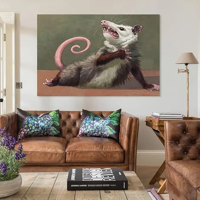 Humorous Opossum Canvas Poster Print - Artistic Frameless Animal Wall Decor, Ideal Home Office Room Accent, Perfect Gift for Animal Lovers