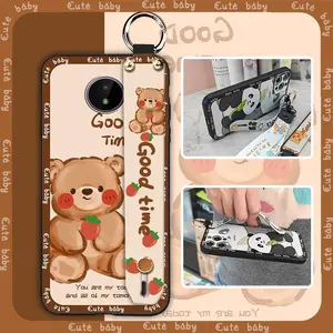 Wrist Strap Kickstand Phone Case For Nokia C10/C20 Phone Holder protective Shockproof Durable Back Cover Anti-dust Lanyard Waterproof Silicone Anti-knock Soft case Cartoon Cute