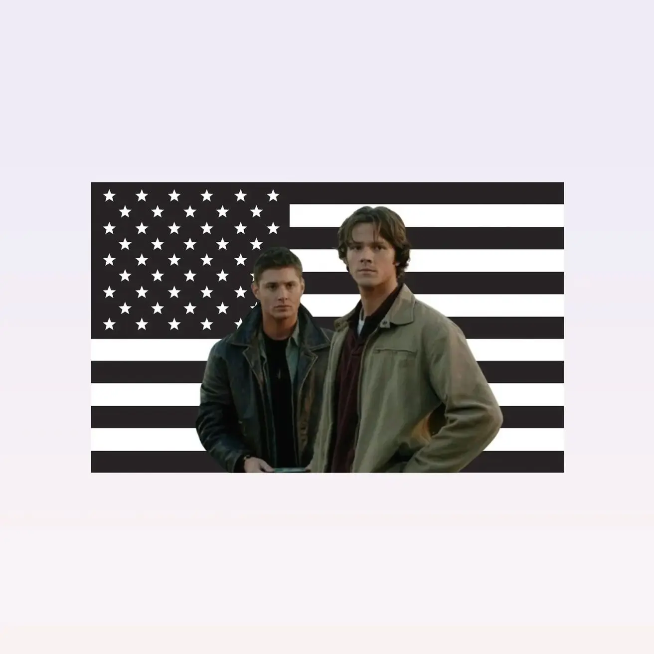 Supernatural Brothers Black American Flag Tapestry – Winchester Brothers Wall Art | TV Fan Decor | Aesthetic Black Flag | Horror Fantasy