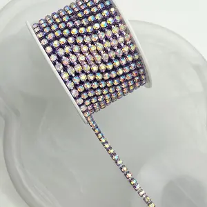 One Piece Long Rhinestone Hand Sewn DIY Clothing Shoe Hat Bag Decoration Chain, Fashion Accessory for Creative Projects