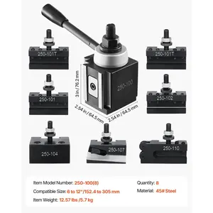 VEVOR Quick Change Tool Post Set, 8 Pcs, Includes Lathe Tool Holders, Wedge Type Tool Post with Turning Tool Holder Accessories, Fit for Mini Lathe Metal Lathe 6-12 Swing, Durable Steel Material