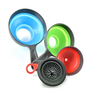 Delove Canning Funnel Set with Strainer – 4 Pack Wide Mouth Silicone Funnels for Mason Jars, Food Grade Kitchen Filling Tools