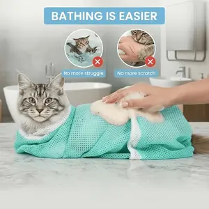 5th Generation Cat Bath Bag, Anti-Scratch Anti-Bite Pet Grooming Supplies for Nail Trimming, Detachable & Hangable Grooming Accessory