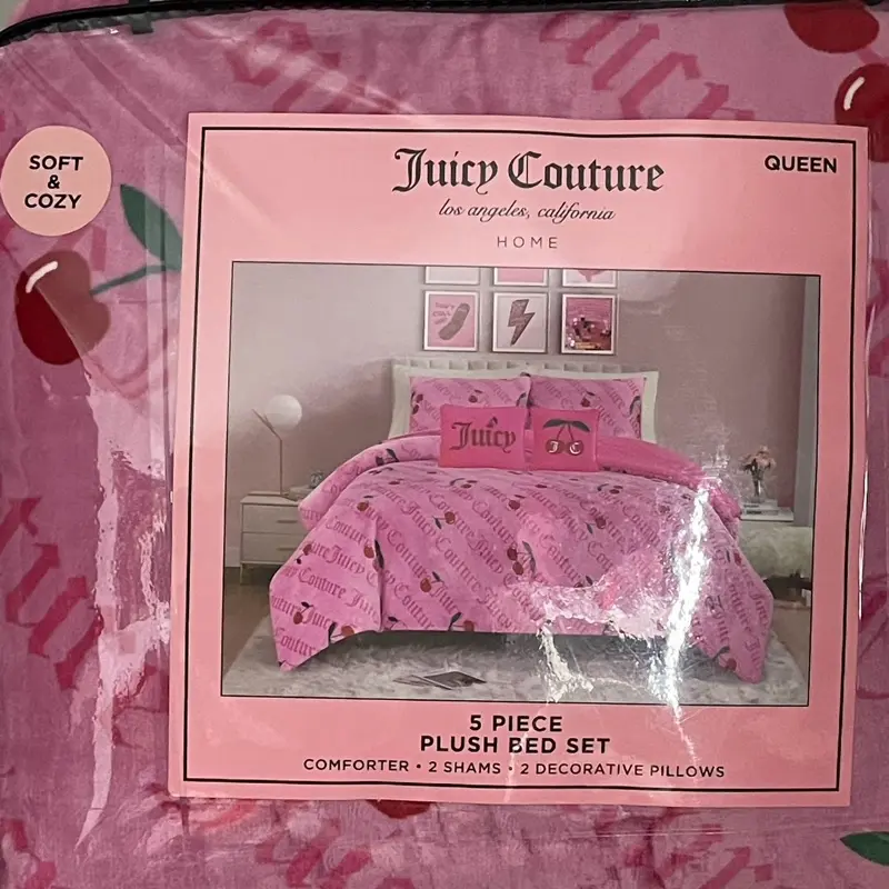 Juicy Couture Cherries Soft & Cozy Plush 5 Pc Comforter Set Queen