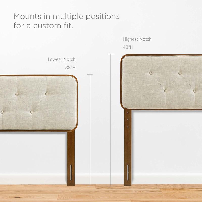 Modway Bridgette Full Wood Platform Bed With Splayed Legs in Walnut Beige