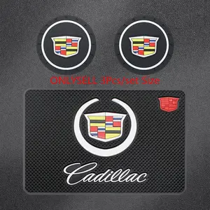 3Pcs/set car badge logo emblem silicone car water cup slot 2Pcs water coaster instrument panel silicone 1Pcs anti-slip dustproof mat car interior decoration car accessories universal suitable for Cadillac Cadillac Escalade CTS ATS XTS CT4 CT5 XT5 XT4 XT6