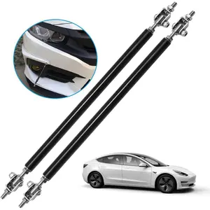 8-13 inch Adjustable Universal Front Bumper Lip front Splitter Rods Splitter Strut Brace Rod Tie Support Bars Black (Set of 2)