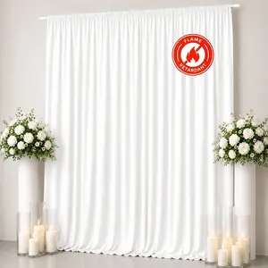 Scuba Polyester Event Backdrop Curtain White 10ftx12ft Durable Flame Resistant Wrinkle-Free Photography Drape Panel With Rod Pocket