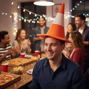 Carnival Foldable Traffic Cone Hat Dress Up Masquerade Party Headgear Role Play All Age Halloween Costume Funny Hat Show Party