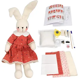 DIY Bunny Sewing Craft Kit for Adults -  Fabric Sewing Project - Complete Materials & Instructions