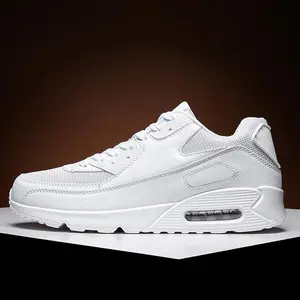 Men's Air Cushion Running Shoes - Lightweight White Sneakers for Sports