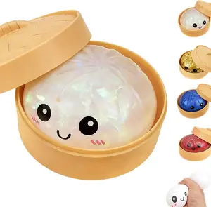 2026 Upgrade Glitter Dumpling Squishy Box,Squishy Dumpling,Anxiety Relief Fidget (Transparent)