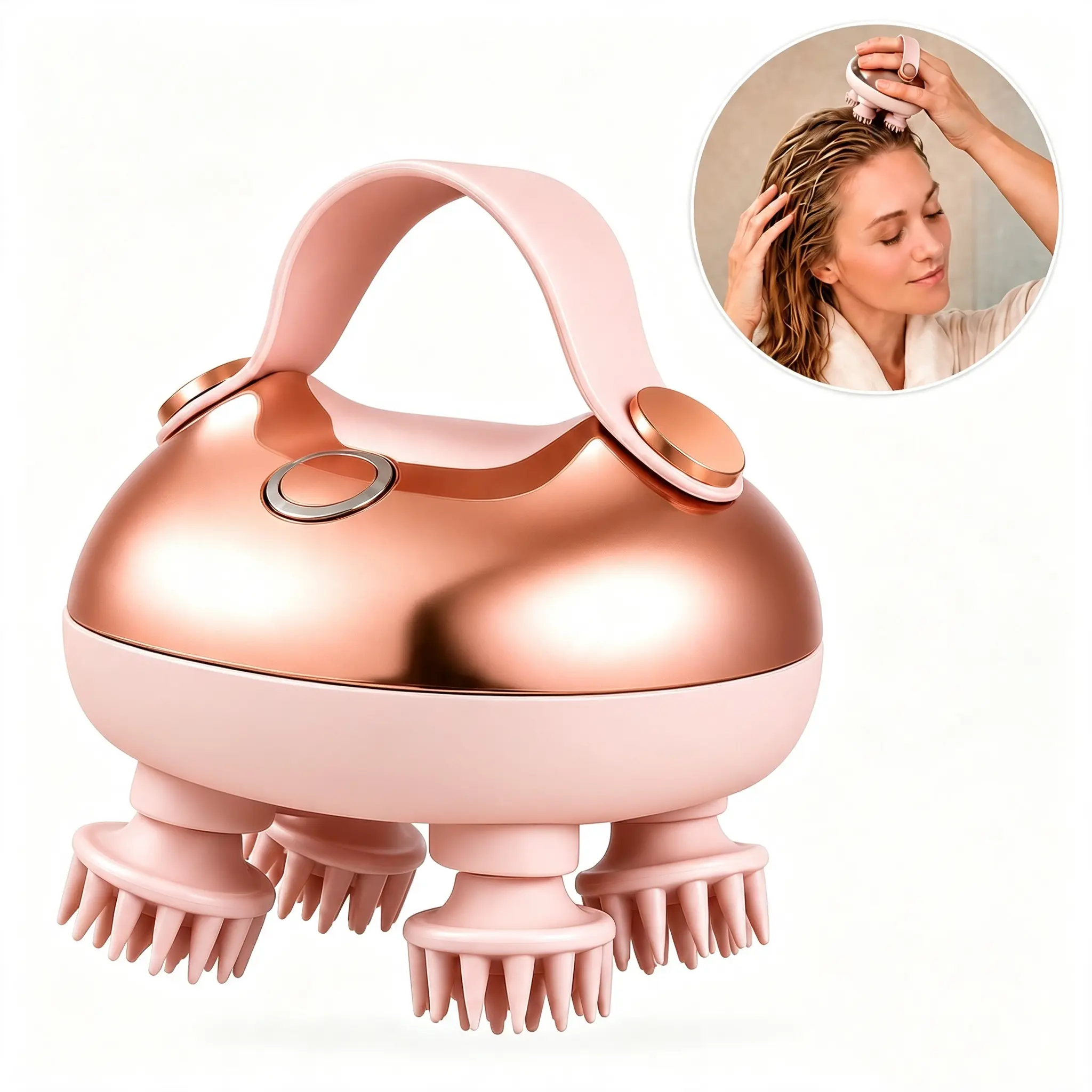 Electric Head Massager, Portable Self-care Scalp Spa Device, Rechargeable Waterproof Scalp Massager with 8 Removable Massage Claws for Head Relax & Stress Relief