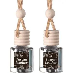 C&E Craft Co Hanging Car Air Freshener Diffuser  Pack, Long Lasting Fragrance Oil Car Freshener, Glass Bottle Auto Air Freshener, Made in USA (Tuscan Leather)