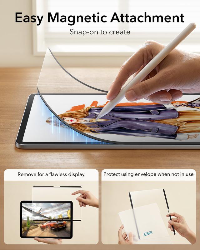 ESR Screen Protector for iPad Air 11"/13"&iPad Pro 11"/13"&iPad A16 11/10, Bubble-Free, Easy Installation, 9H Tempered Glass Film with UltraFit Tray