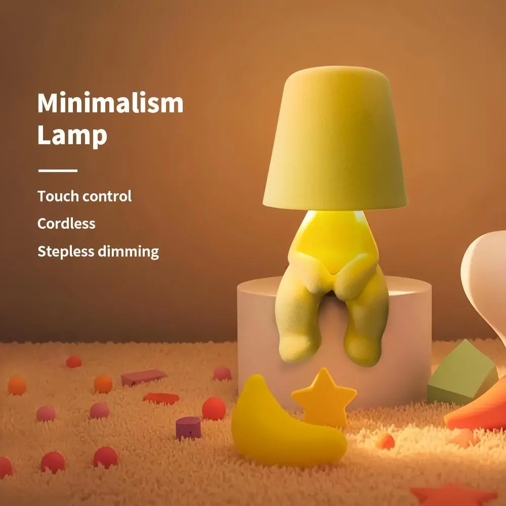 Cute Doll Design Mini Desk Lamp, USB Rechargeable Adjustable Warm Night Light, Bedroom Living Room Office Decor LED Home Lighting Nightlight, Home Decoration Lamp, Indoor Decorative Light