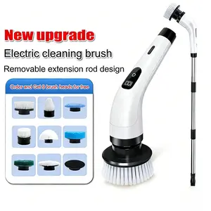 You'll regret not watching! Multifunctional Cordless Electric Cleaning Brush with 3 Adjustable Speeds - Telescopic Long Handle 9-in-1 Rotary Cleaning Brush Cleaning Tool - Household Floor and Kitchen Sweeping Brush - First Choice for Gifts