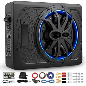 Upgraded 2025 10 Inch 1200W Slim Car Subwoofer Free ShippingFree shipping worldwideSubwooferPoweredHalloween party CarSubw1200W 10" Car Subwoofer, Slim Under Seat Powered Subwoofer and Amp Package,High\/Low Level Input, Car\/Truck Audio Sub Built-in Ampli