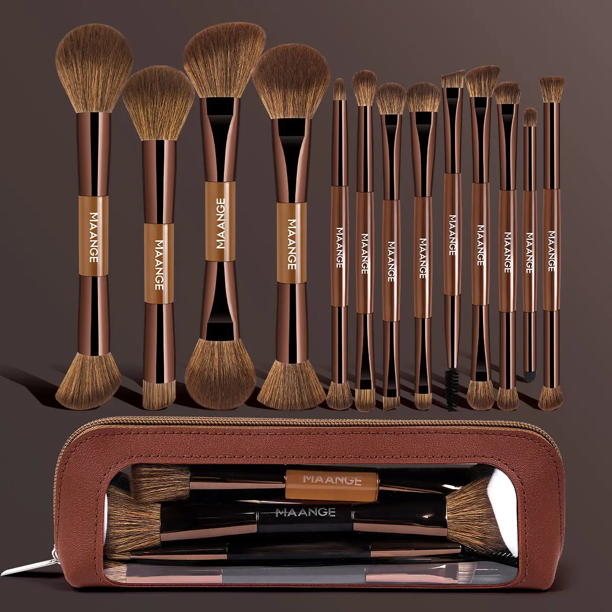 Maange 14-Piece Makeup Tool Set with 13 Makeup Brushes + Cosmetic Bag, Foundation Brush, Concealer Brush, Blush Brush, Eyeliner Brush, Face Makeup Brushes, Make Up Tools