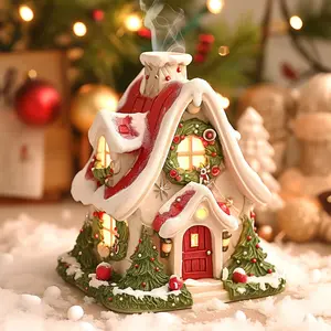 Christmas Snow House Decorative Resin Craft, Creative Holiday Atmosphere Ornament, Home Decor Ornaments, Small Landscape Figurine for Home Decoration