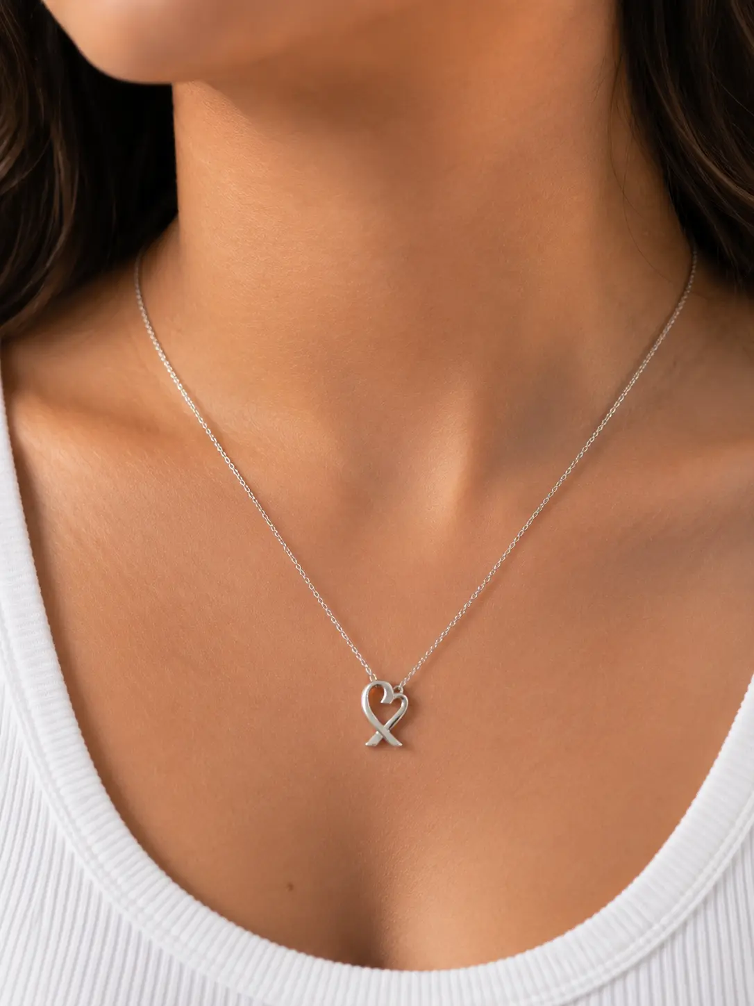 Pre-owned Tiffany & Co Sterling Silver Paloma Picasso Loving Heart Necklace 16"