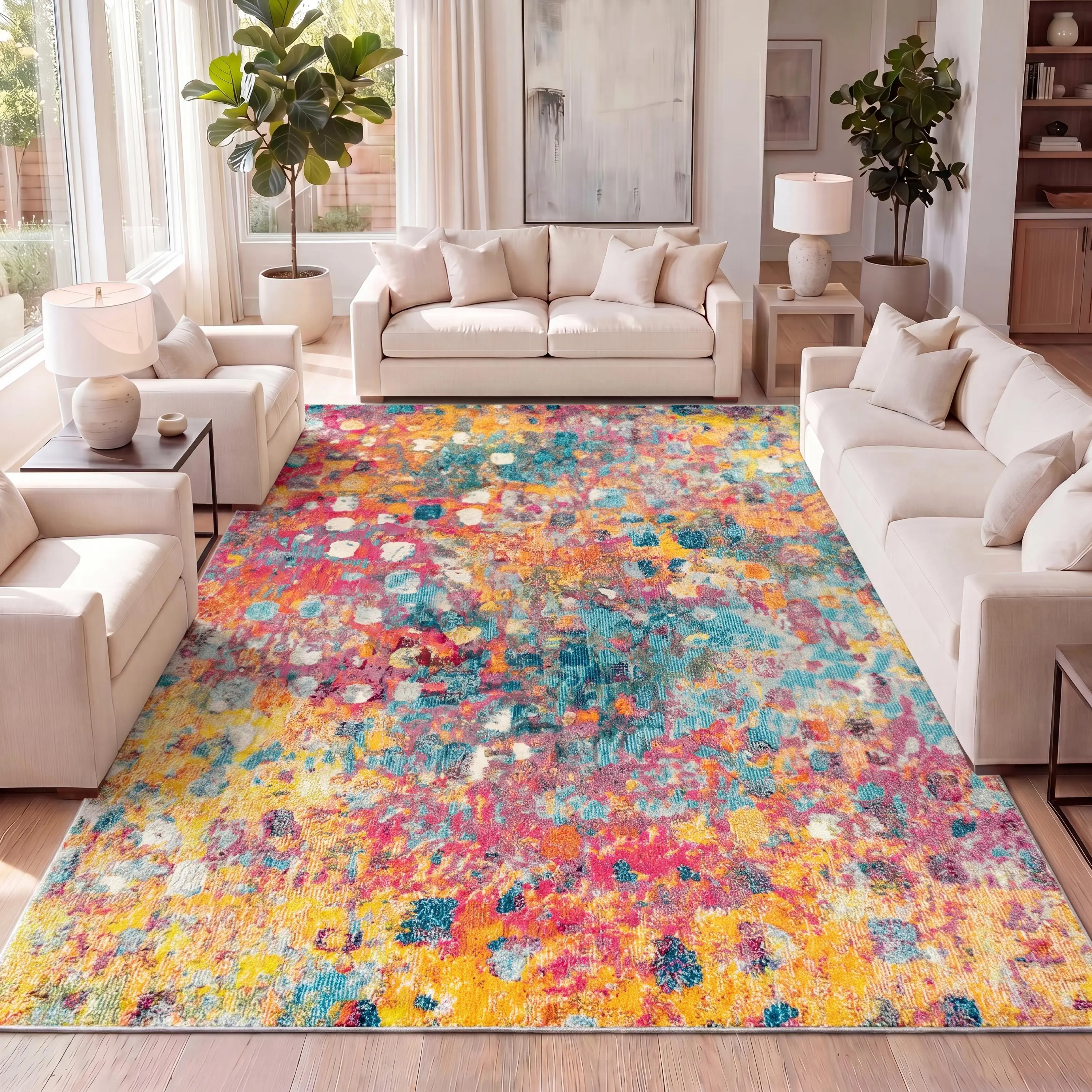 JONATHAN Y Contemporary POP Modern Abstract Indoor Area Rug; for Living Room, Kitchen, Bedroom, Dining Room, Office