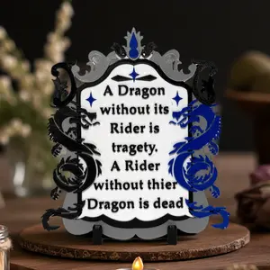 Fourth Wing Bookshelf Decor - 3D Printed PLA Fandom Library Sign with Tairn & Sgaeyl Dragons for Fourth Wing & Iron Flame Fans