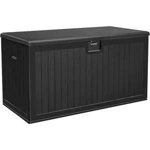 230 Gallon Double-Wall Deck Box with Divider & Side Handles, Outdoor Large Storage for Patio Furniture Cushions, Garden Pool Accessories, Water Resistant & Lockable