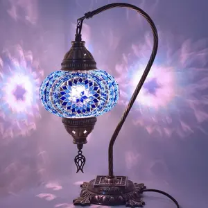 Swan Star Blue Turkish Mosaic Lamp