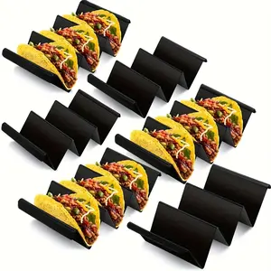 3 Black Taco Holders - Durable PP Material, Large Plate Soft or Hard Shell, Perfect for Restaurant and Home Use, Ideal for Thanksgiving, Halloween, Christmas, Easter, St. Patrick's Day, Taco Serving Plate | Modern Taco Holder | Durable Plastic