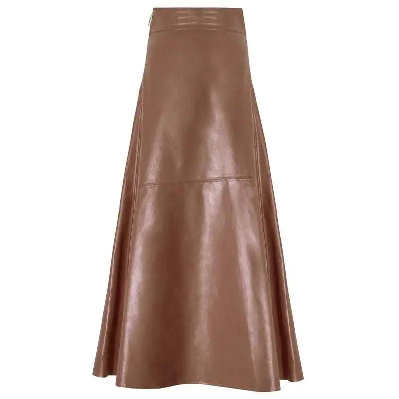 Retro High-Waist Leather Skirt - Vintage Chic Fitted Skirt for All Seasons, Premium Leather Material, Classic Design, Versatile Styling, Comfortable Wear