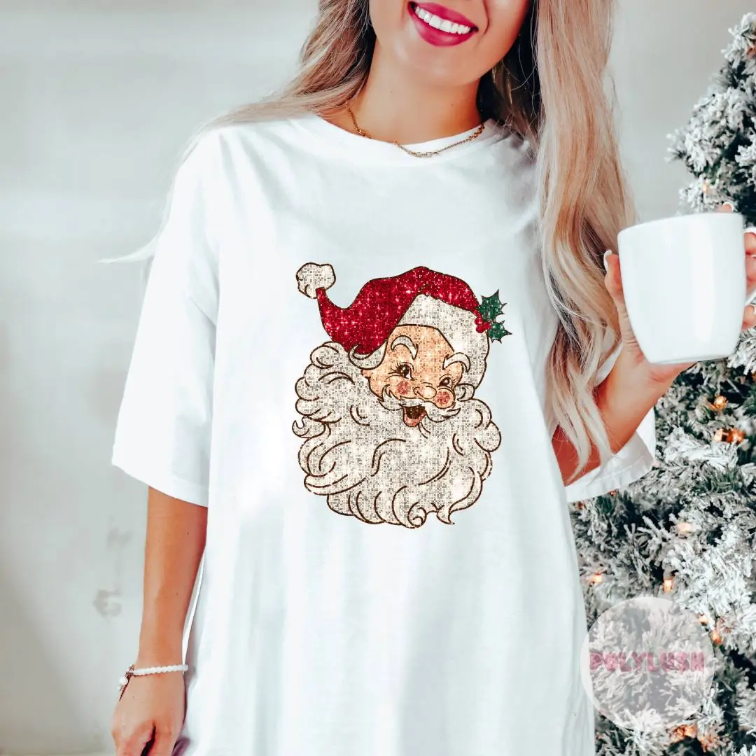 Glitter Santa DTF Transfer
