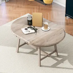 Wood Dining Table Round Extendable Dining Table for Dining Room (Natural Wood Wash)