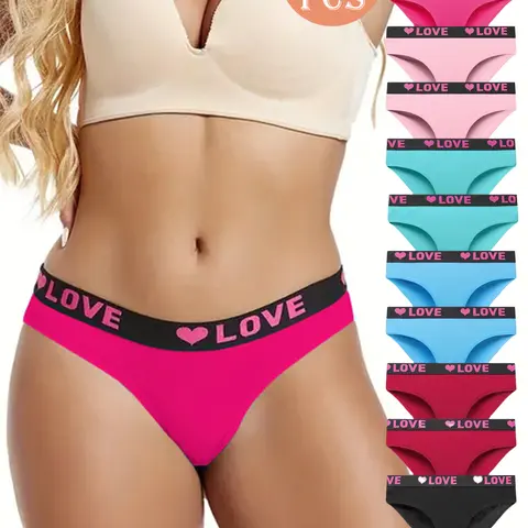 12pcs, Seamless Letter Printed Contrasting Slim Fit Triangle Pants, Simple, Comfortable, Breathable, Seamless Elastic Underwear, Women'S Underwear And Underwear Womenswear Panties underwear women period underwear period underwear Womenswear Panties