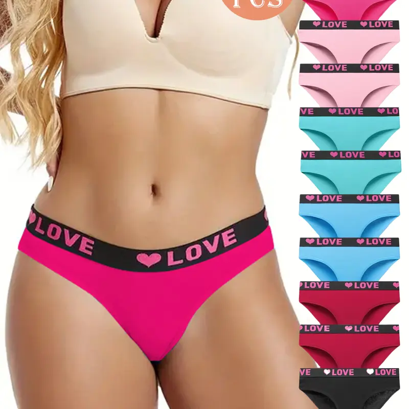 12pcs, Seamless Letter Printed Contrasting Slim Fit Triangle Pants, Simple, Comfortable, Breathable, Seamless Elastic Underwear, Women'S Underwear And Underwear Womenswear Panties underwear women period underwear period underwear Womenswear Panties