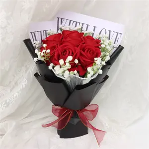 Handmade Luxury Velvet Rose Starflower Artificial Flowers Bouquet, Perfect for Valentine's Day, Mother's Day, Graduation, Anniversary, Birthday Gift