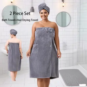Plus Size Bath Skirt & Shower Cap Set (2 Counts) - Adjustable Thickened Bathwear, Ideal for Home, Travel, Sauna & Spa, Womenswear ,Christmas