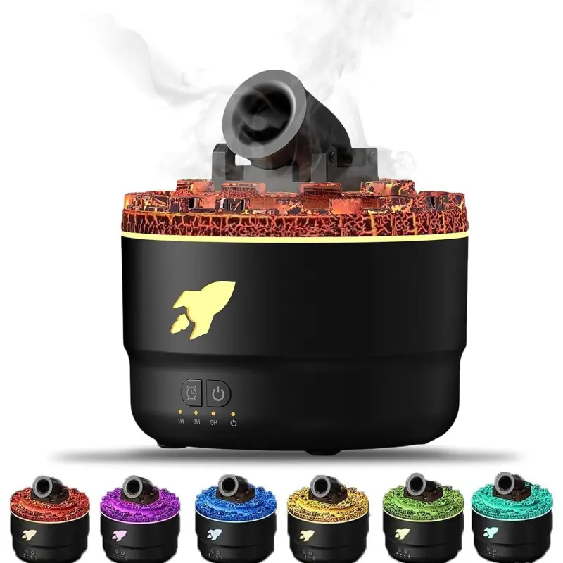 Volcano Cannon Type Aromatherapy Humidifier, Equipped with 7-color LED Light Effect and Volcano Cannon Shape, Dual-mode Cold Mist, Aromatherapy Equipment for Rooms, Aromatherapy Essential Oil Humidifier