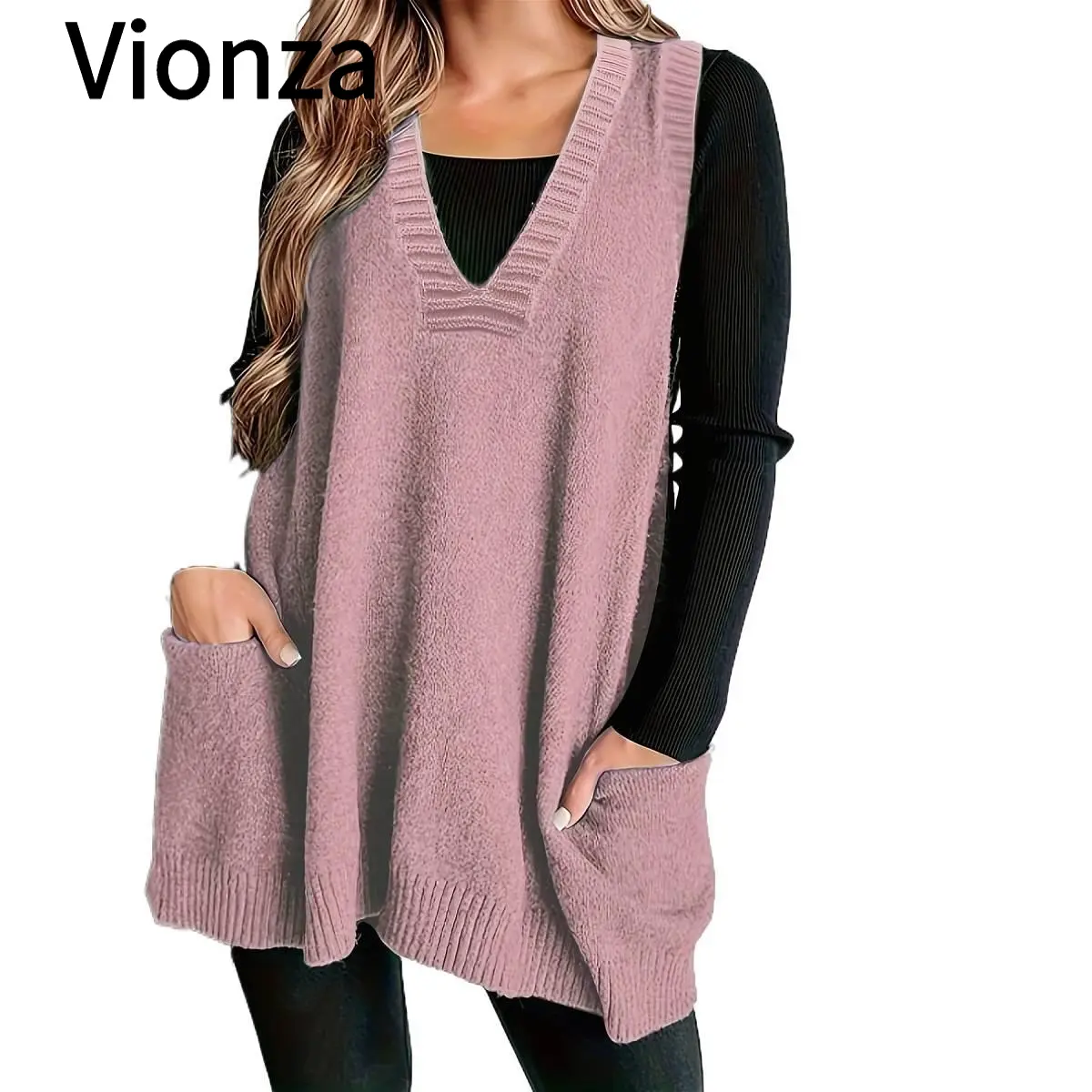Cozy Plus Size Sweater Vest for Women - Stylish V Neck Sleeveless Design, Perfect for Casual Outfits, Loungewear, and Fall Fashion Essentials