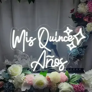 Mis Quince Años Neon Sign for Wall Decor,Happy Birthday Neon Signs for Bedroom Wall with Dimmable Switch for Any Age Children's Room, Bar, Party, Christmas, Wedding Decoration, Multi-Occasion Use