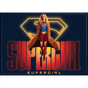 DC Supergirl 2026 on Yellow Logo on Dark Blue Magnet